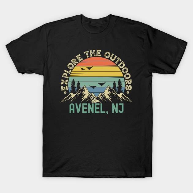 Avenel, New Jersey - Explore The Outdoors - Avenel, NJ Colorful Vintage Sunset T-Shirt by Feel Good Clothing Co.